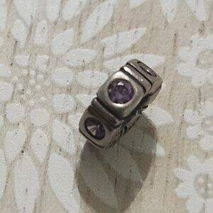 Pandora Sterling Silver Purple CZ Trinity Spacer Bead Charm